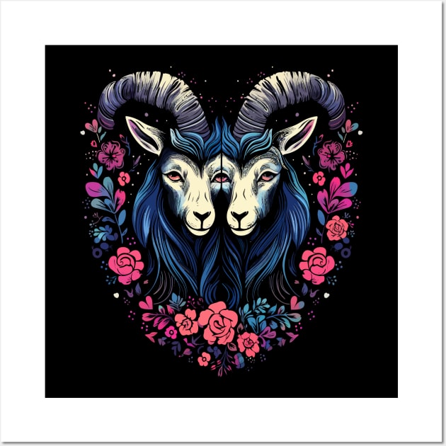 Goat Couple Valentine Wall Art by JH Mart